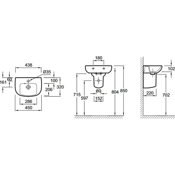 Раковина подвесная Jacob Delafon Odeon Up 45 см E4760-00 - фото 4