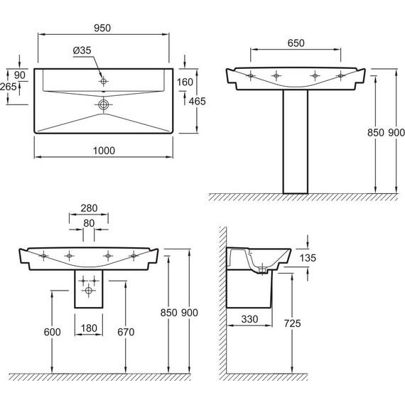 Раковина подвесная Jacob Delafon Reve 100 см E4801-00 - фото 9