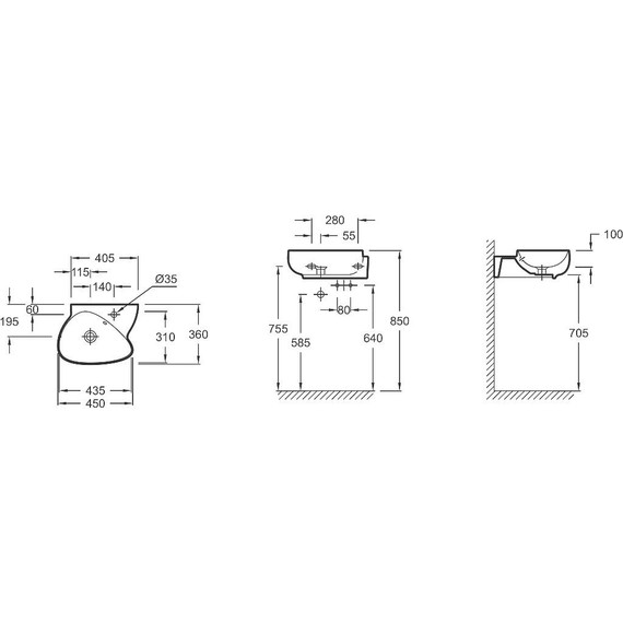 Раковина подвесная Jacob Delafon Nouvelle Vague 45 см EGK112-00 - фото 5