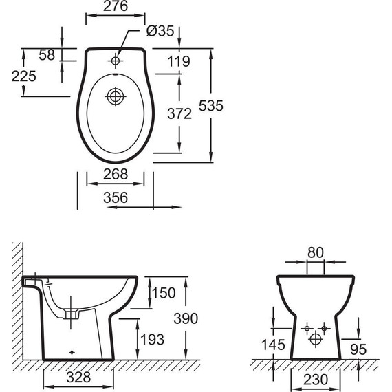 Биде напольное Jacob Delafon Patio EBB0002-00 - фото 4