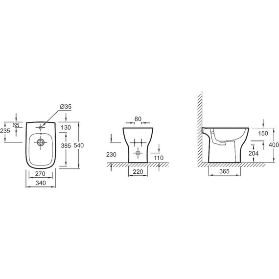 Биде напольное Jacob Delafon Struktura EBC0002-00 - фото 3
