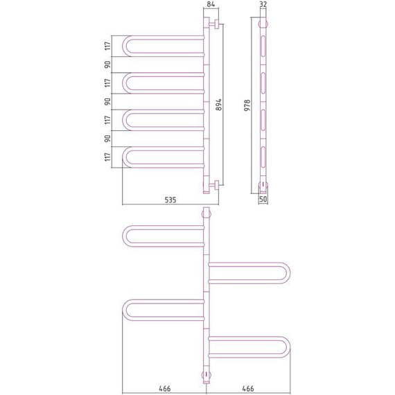 Полотенцесушитель электрический Сунержа Парео 4.0-4С П8 980х530 мм 00-0823-0978 - фото 6