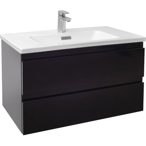 Тумба подвесная с раковиной Jacob Delafon Madeleine 80 см EB2053-J52, чёрный глянцевый - фото 