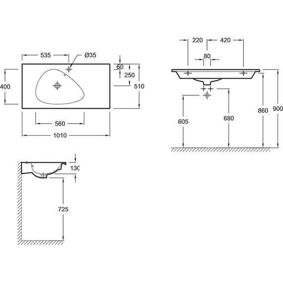 Тумба подвесная с раковиной Jacob Delafon Nouvelle Vague 100 см EB3032-E73, фактурный дуб - фото 6
