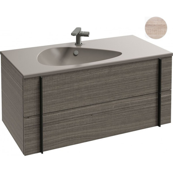 Тумба подвесная с раковиной Jacob Delafon Nouvelle Vague 100 см EB3032-E73, фактурный дуб - фото 