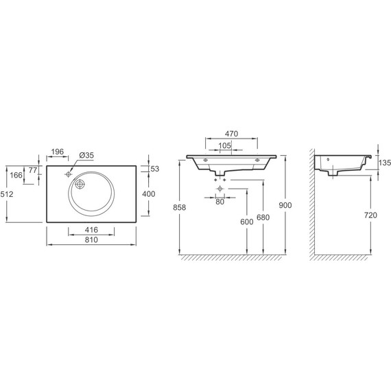 Тумба подвесная с раковиной Jacob Delafon Odeon Rive Gauche 80 см EB2522-R9-E52, дуб табак - фото 7