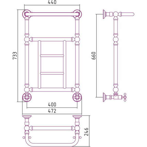 Полотенцесушитель водяной Сунержа Ренессанс 1452 с полкой П5 650х400 мм 00-0282-6640 - фото 7