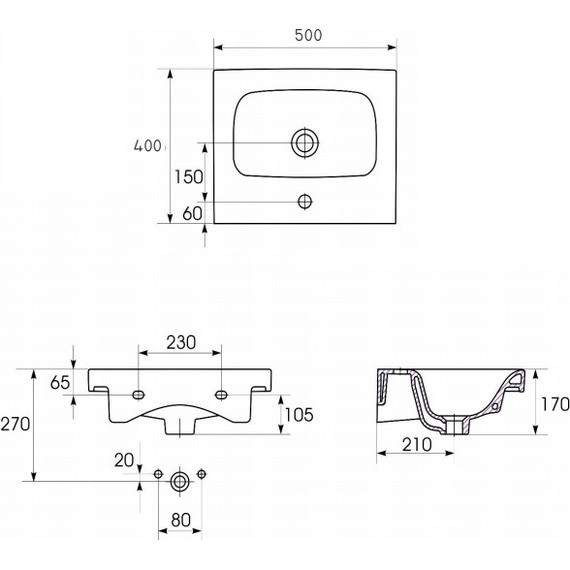 Раковина подвесная Cersanit Moduo 50 см UM-MOD50/1 - фото 6