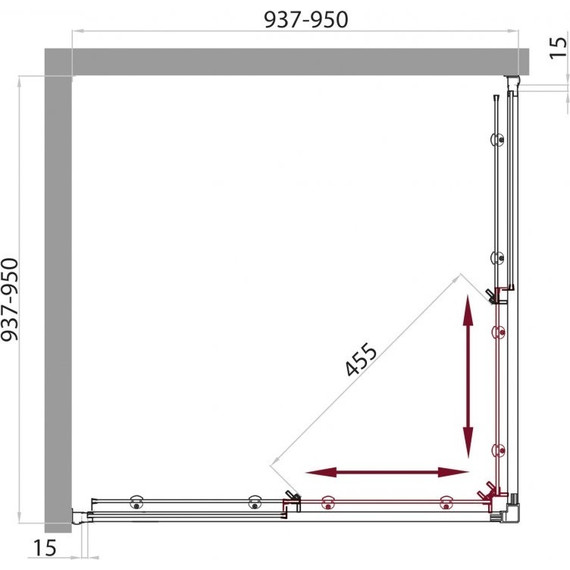 Душевое ограждение BelBagno 95х95 см UNO-A-2-95-P-Cr, хром/текстурное - фото 9