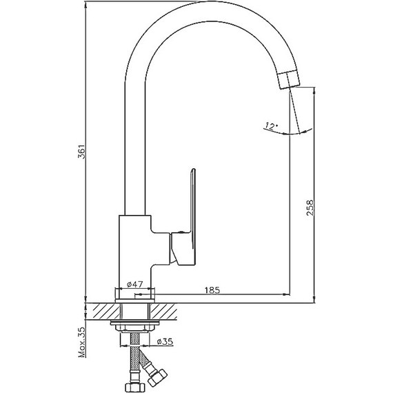 Смеситель для кухни Haiba HB70590-7, чёрный матовый - фото 2