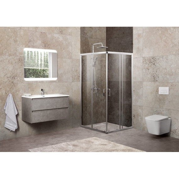Душевое ограждение BelBagno 85-100х85-100 см UNIQUE-A-2-85/100-P-Cr, хром/текстурное, Цвет стекла: матовое, Размер - мм: 850х850 - фото 3