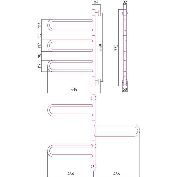 Полотенцесушитель электрический Сунержа Парео 4.0-3С П6 770х530 мм 31-0823-0773, чёрный матовый - фото 4
