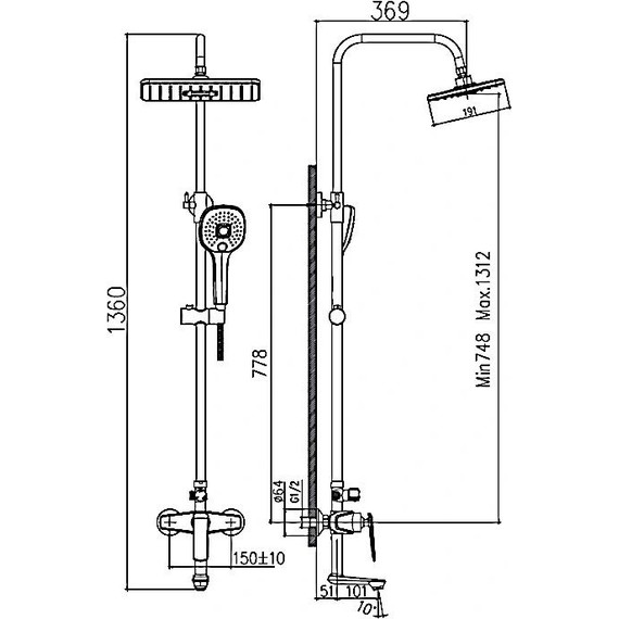 Душевая стойка Haiba HB24548-8, белый/хром - фото 5