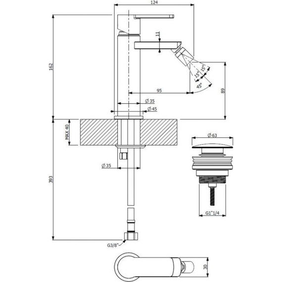 Смеситель для биде Cezares GLAM-BSM1-01-W0 - фото 2