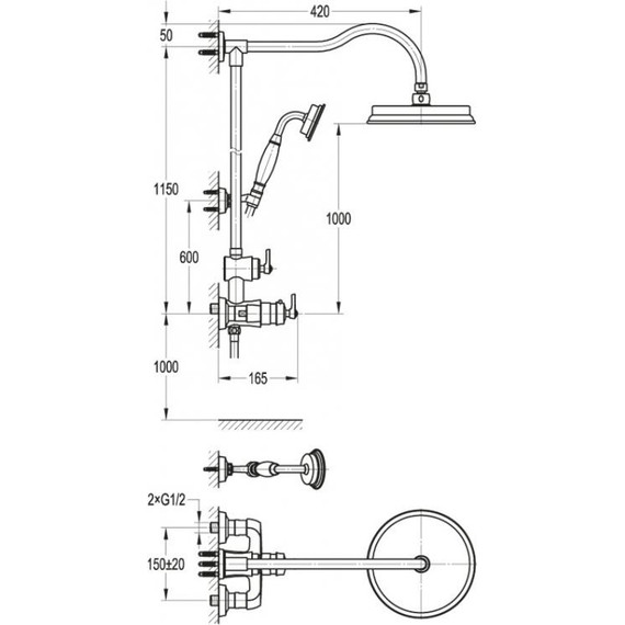 Душевая стойка с термостатом Cezares LIBERTY-F-CD-T-01 - фото 5