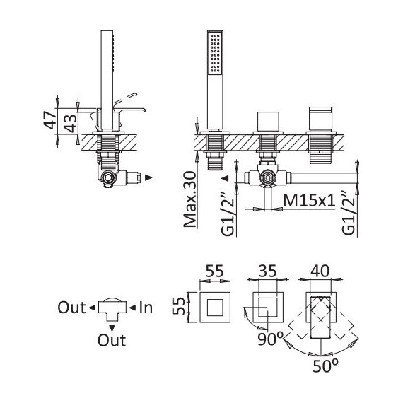 Смеситель для ванны Cezares PORTA-BVDM3-BIO, белый, Цвет производителя: белый - фото 2