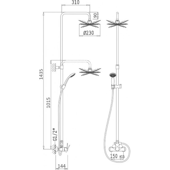 Душевая стойка Cezares Articoli Vari CZR-B-CDA-NOP, черный, Цвет производителя: чёрный - фото 2