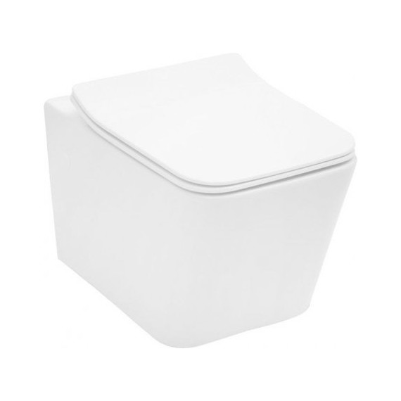 Унитаз подвесной Aquanet Rimless Tavr-W BL-103N-WHT 211920 с тонкой крышкой микролифт, Цвет производителя: белый - фото 