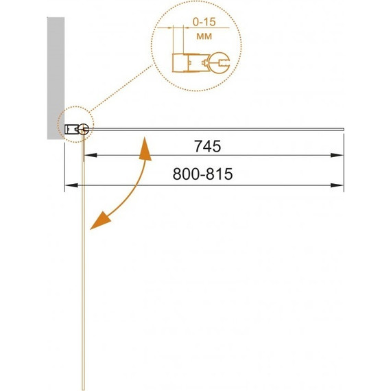 Шторка для ванны Cezares 80 см ECO-O-V-1-80/140-P-Cr-R, хром/матовое - фото 5