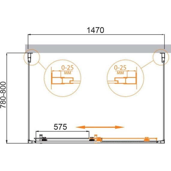 Душевое ограждение Cezares 150х80 см MOLVENO-AH-12-150/80-P-Cr, хром/матовое - фото 5