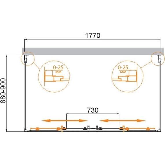 Душевое ограждение Cezares 180х90 см MOLVENO-AH-22-180/90-P-Cr, хром/матовое - фото 5