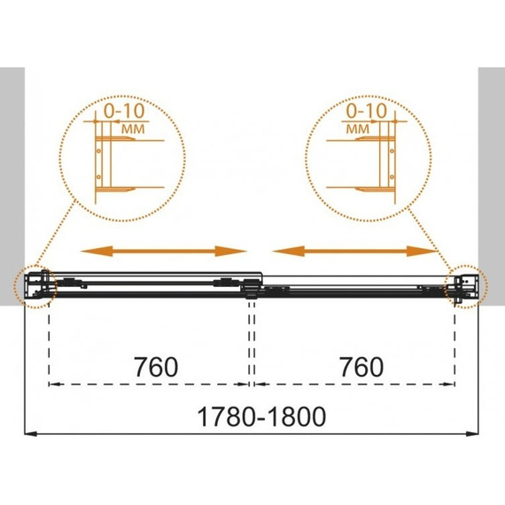 Шторка для ванны Cezares 180 см TANDEM-SOFT-VF-2-180/145-C-Cr-IV, хром/прозрачное - фото 4