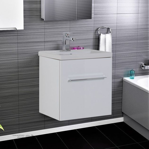 Тумба подвесная с раковиной Aquanet Порто 50 см 195729, белый - фото 11