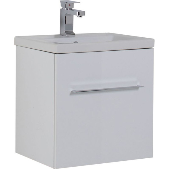 Тумба подвесная с раковиной Aquanet Порто 50 см 195729, белый - фото 