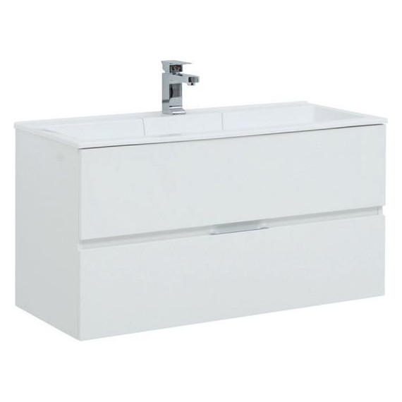 Тумба подвесная с раковиной Aquanet Алвита 100 см 235341, белый - фото 