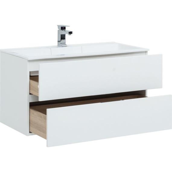 Тумба подвесная с раковиной Aquanet Алвита 100 см 235341, белый - фото 4