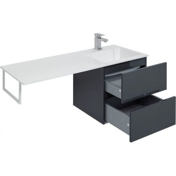 Тумба подвесная с раковиной-столешницей Aquanet Алвита 120 см 243662 R, серый антрацит - фото 11