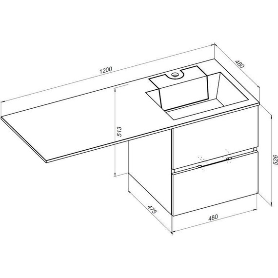 Тумба подвесная с раковиной-столешницей Aquanet Алвита 120 см 243662 R, серый антрацит - фото 14