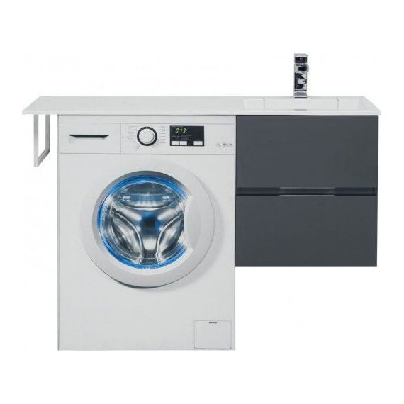 Тумба подвесная с раковиной-столешницей Aquanet Алвита 120 см 243662 R, серый антрацит - фото 4