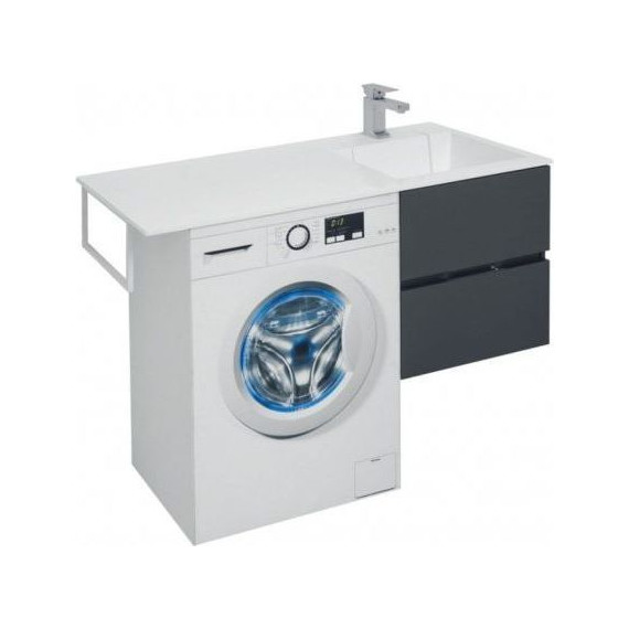 Тумба подвесная с раковиной-столешницей Aquanet Алвита 120 см 243662 R, серый антрацит - фото 5