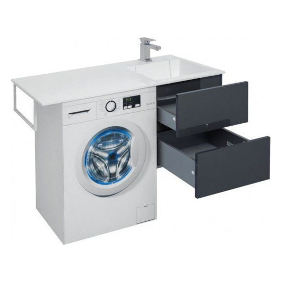 Тумба подвесная с раковиной-столешницей Aquanet Алвита 120 см 243662 R, серый антрацит - фото 6