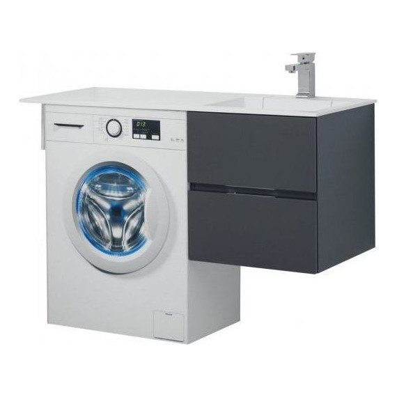 Тумба подвесная с раковиной-столешницей Aquanet Алвита 120 см 243662 R, серый антрацит - фото 7