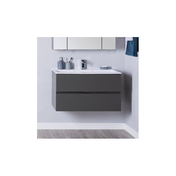 Тумба подвесная с раковиной Aquanet Алвита 90 см 240111, серый антрацит, Цвет фасада: серый - фото 6