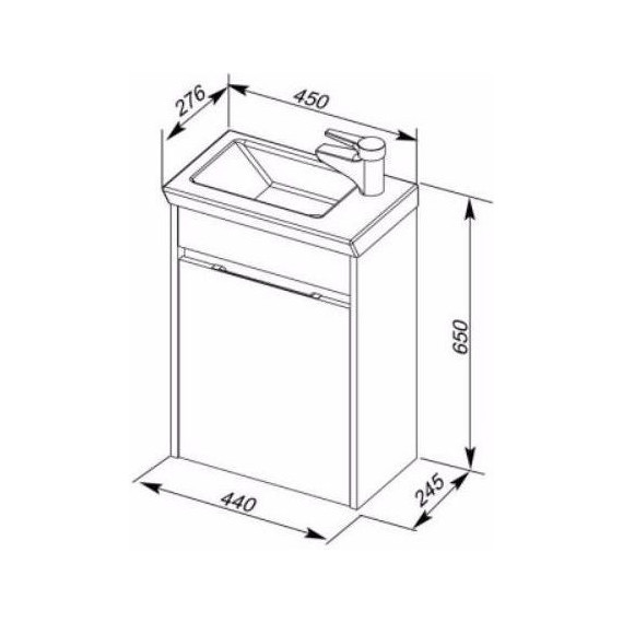 Тумба подвесная с раковиной Aquanet Дувр 45 см 182607, белый - фото 9