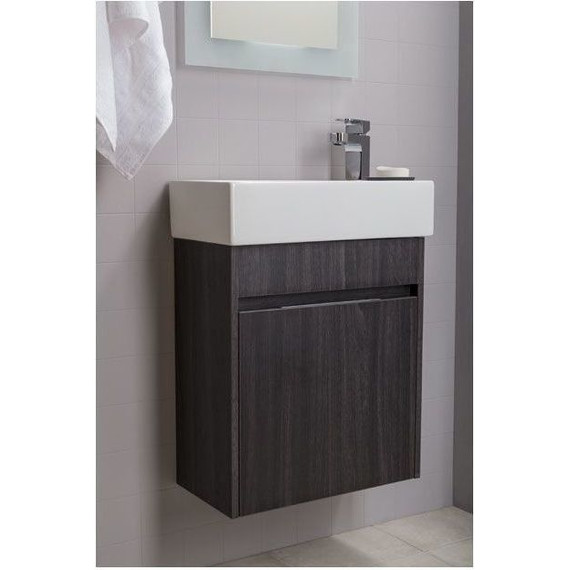 Тумба подвесная с раковиной Aquanet Лидс 50 см 182744, эвкалипт мистери, Цвет фасада: тёмное дерево - фото 6