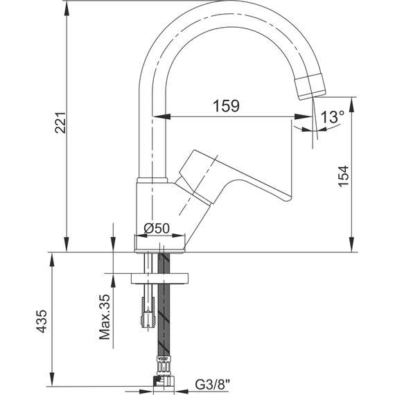 Смеситель для раковины E.C.A. Niobe 102188054EX - фото 4