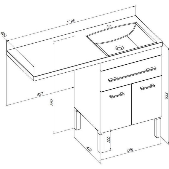 Тумба напольная с раковиной-столешницей Aquanet Верона 120 см 182507 R, белый - фото 13