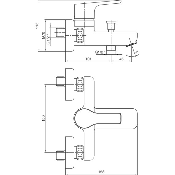 Смеситель для ванны E.C.A. Luna 102102450EX - фото 5