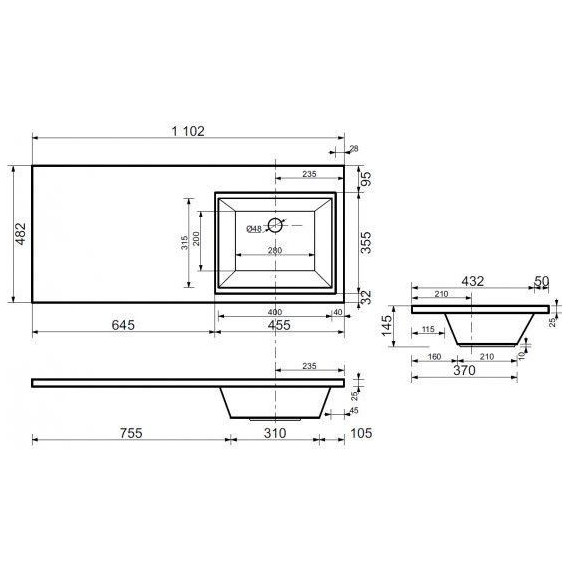 Тумба подвесная с раковиной-столешницей Aquanet Токио 110 см 236915 R, белый - фото 17
