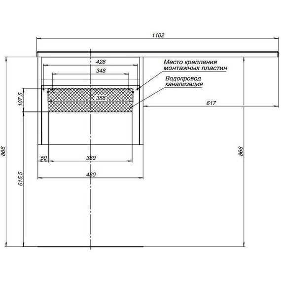 Тумба подвесная с раковиной-столешницей Aquanet Токио 110 см 236915 R, белый - фото 19