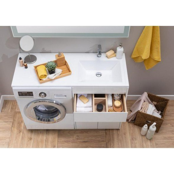 Тумба напольная с раковиной-столешницей Aquanet Токио 130 см 237746 R, белый - фото 16