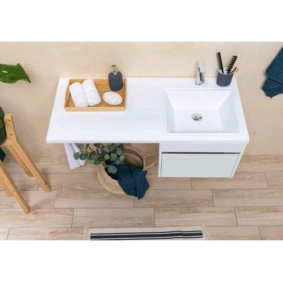 Тумба подвесная с раковиной-столешницей Aquanet Токио 130 см 236917 R, белый - фото 14