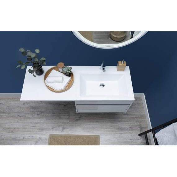 Тумба подвесная с раковиной-столешницей Aquanet Токио 130 см 236917 R, белый - фото 20