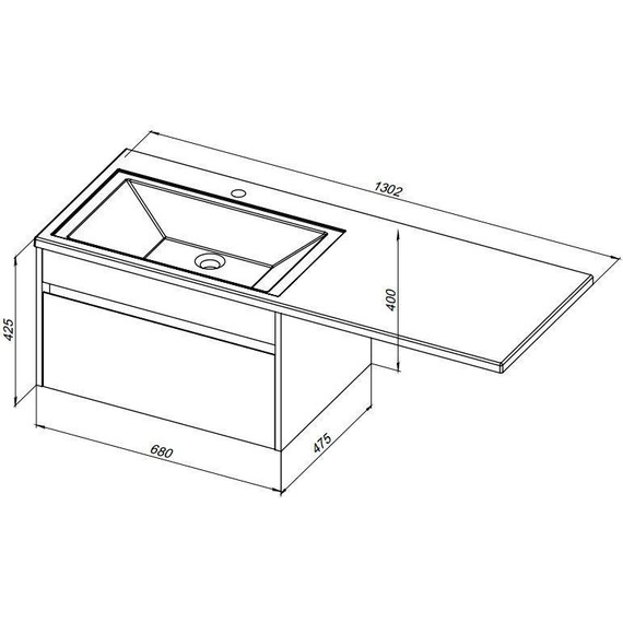Тумба подвесная с раковиной-столешницей Aquanet Токио 130 см 236917 R, белый - фото 26