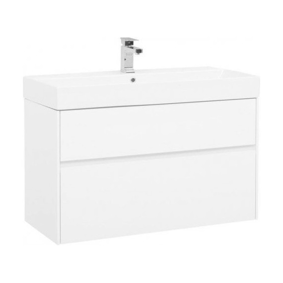 Тумба подвесная с раковиной Aquanet Бруклин 100 см 203961, белый - фото 