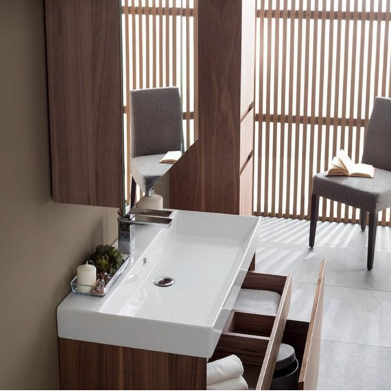 Тумба подвесная с раковиной Aquanet Нью-Йорк 85 см 203947, орех - фото 9